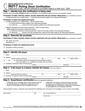 Illinois RUT-7 Rolling Stock Certification