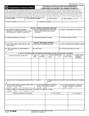 Veteran's Application for Increased Compensation Based on Unemployability