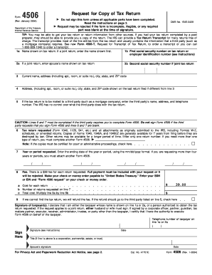 IRS Form 4506 Request for Copy of Tax Return