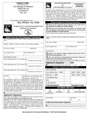 Ontario Snowmobile Trail Permit Order Form