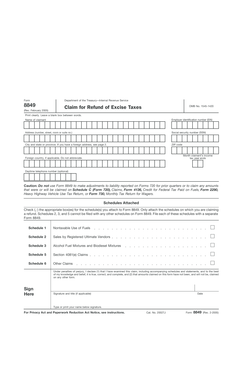 IRS Form 8849 Claim for Refund of Excise Taxes