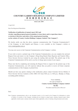 Country Garden Holdings Annual Report Request Form