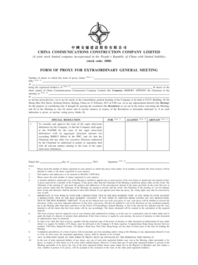 China Communications Construction Proxy Form