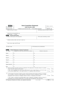 IRS Form 8594 Asset Acquisition Statement