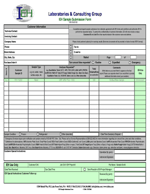 IEH Sample Submission Form