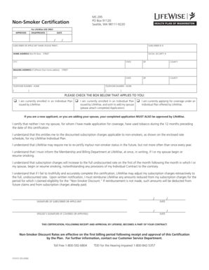 Non-Smoker Certification Form