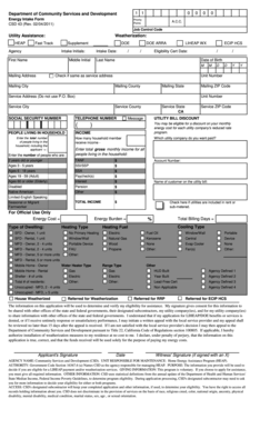 California Energy Intake Form
