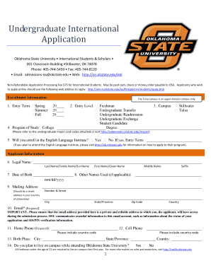 Oklahoma State University International Student Application
