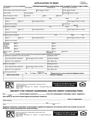 California Rental Application Form