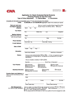 Dental Student Professional Protector Plan Application