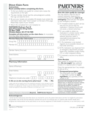 Medicare Part D Direct Claim Form