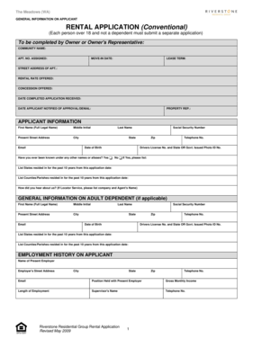 Washington Rental Application