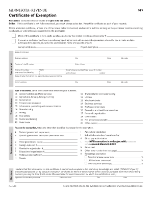 Minnesota Certificate of Exemption