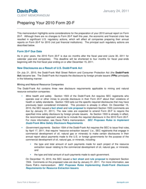 Preparing 2010 Form 20-F