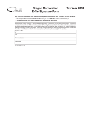 Oregon Corporation E-file Signature Form