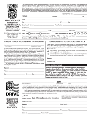 Teamsters Local Union Membership Application