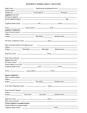Reno Rental Finders Rental Application
