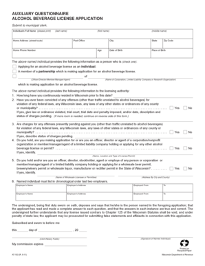 Wisconsin Alcohol Beverage License Application