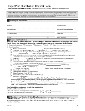 expert plan distribution request form