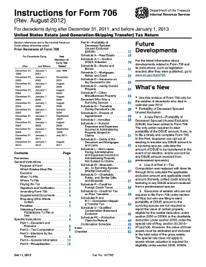 US Federal Estate Tax Return Form 706
