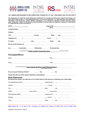Triple-S Steel Supply Credit Application