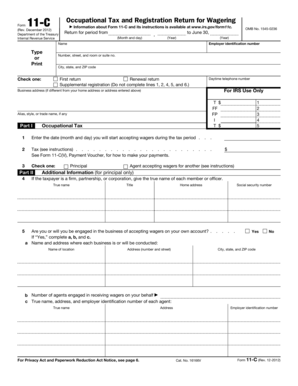 IRS Form 11-C Occupational Tax and Registration Return for Wagering