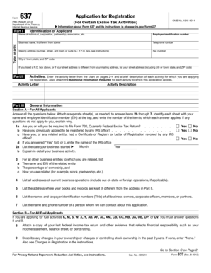 IRS Form 637 Application for Registration