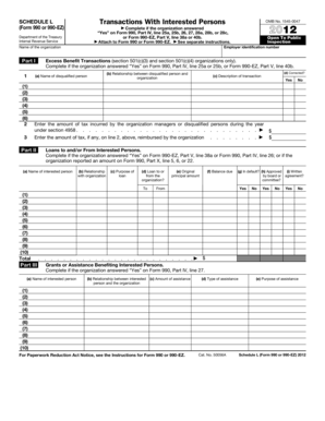 Schedule L Form 990 or 990-EZ