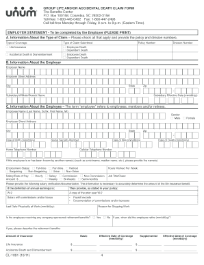 Group Life and Accidental Death Claim Form