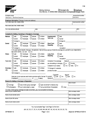Principal Life Insurance Company Change Form