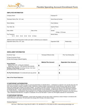 Flexible Spending Account Enrollment Form