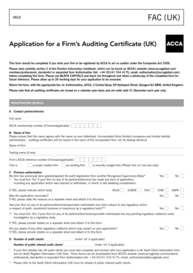 UK Firm's Auditing Certificate Application
