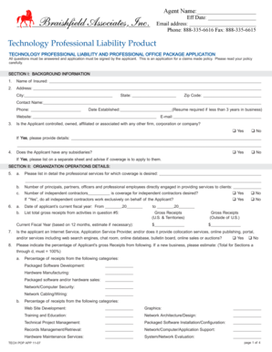 Technology Professional Liability Application