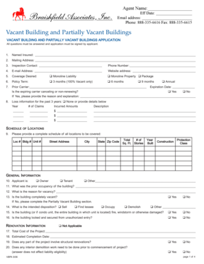 Vacant Building Insurance Application
