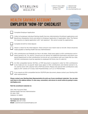 Health Savings Account Employer Application