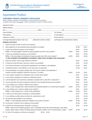 Apartment Product Warranty Application