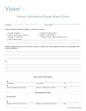 Vision Account Information Change Request Form