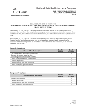 Texas Consumer Choice Health Benefit Plan Disclosure Notice