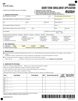 Indiana Short-Term Health Insurance Application
