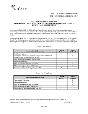 Texas Consumer Choice Health Benefit Plan Disclosure Notice