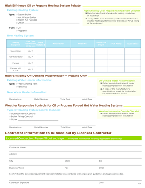 High Efficiency Oil or Propane Heating System Rebate