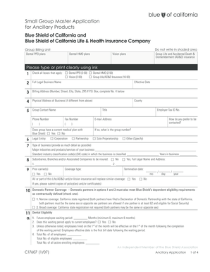 Blue Shield of California Ancillary Products Application