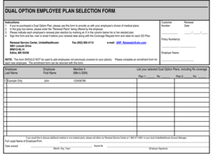 Dual Option Employee Plan Selection Form