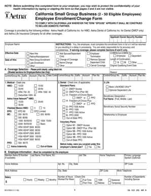 California Small Group Business Employee Enrollment Form