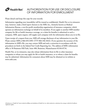 Health Net Authorization for Use or Disclosure of Information