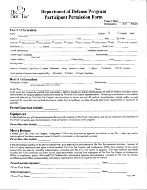 The First Tee Participant Permission Form