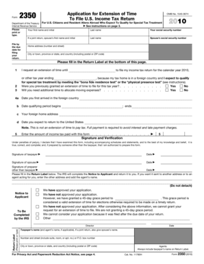 IRS Form 2350 Extension Request