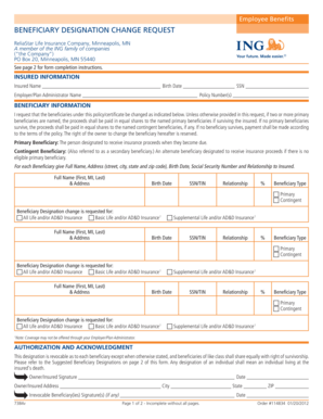Beneficiary Designation Change Request