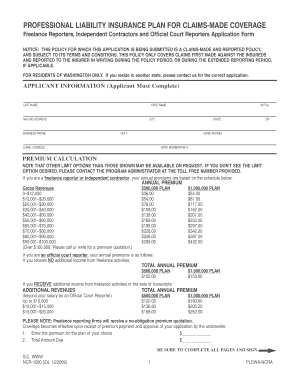 Professional Liability Insurance Application Form