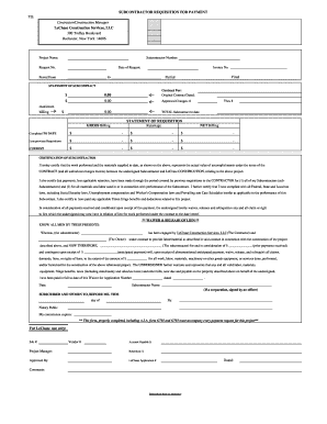 Subcontractor Requisition for Payment